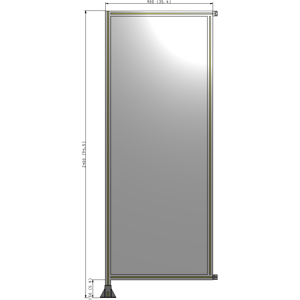 A1-2400-0900-0150-HYPFK SINGLE PANEL-LEG ON LEFT WITH HINGES 2400MM X 900MM 1/4" POLYCARBONATE, AS A KIT