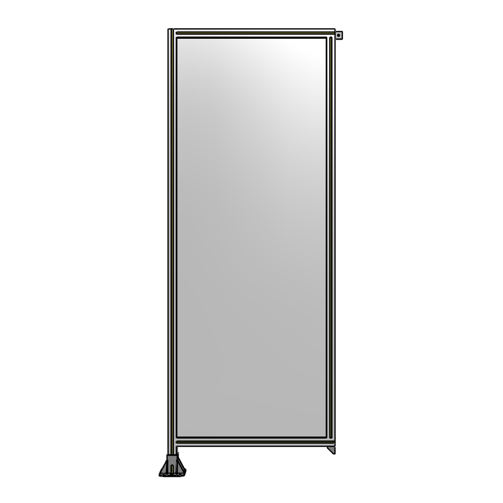 A1-2400-0900-0150-TYPFA SINGLE PANEL-LEG ON LEFT WITH TIE PLATES AND ANGLE 2400MM X 900MM 1/4" POLYCARBONATE, ASSEMBLED