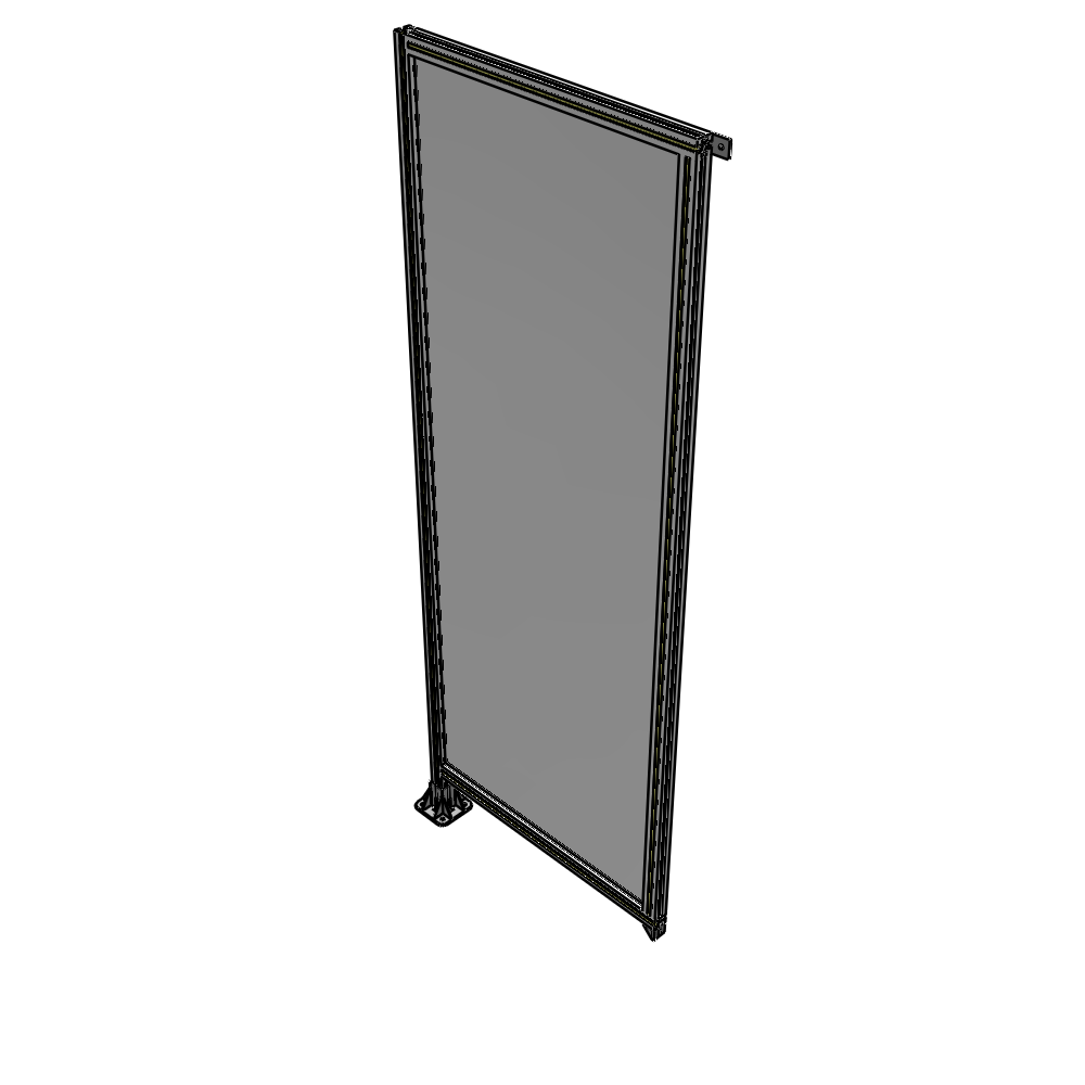A1-2400-0900-0150-TYPFK SINGLE PANEL-LEG ON LEFT WITH TIE PLATES AND ANGLE 2400MM X 900MM 1/4" POLYCARBONATE, AS A KIT