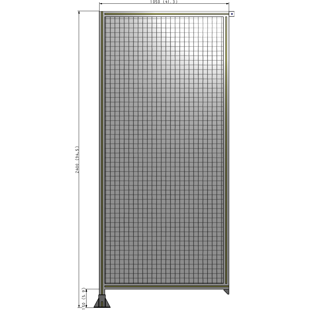 A1-2400-1050-0150-TYMFA SINGLE PANEL-LEG ON LEFT WITH TIE PLATES AND ANGLE 2400MM X 1050MM 1" MESH, FULLY ASSEMBLED
