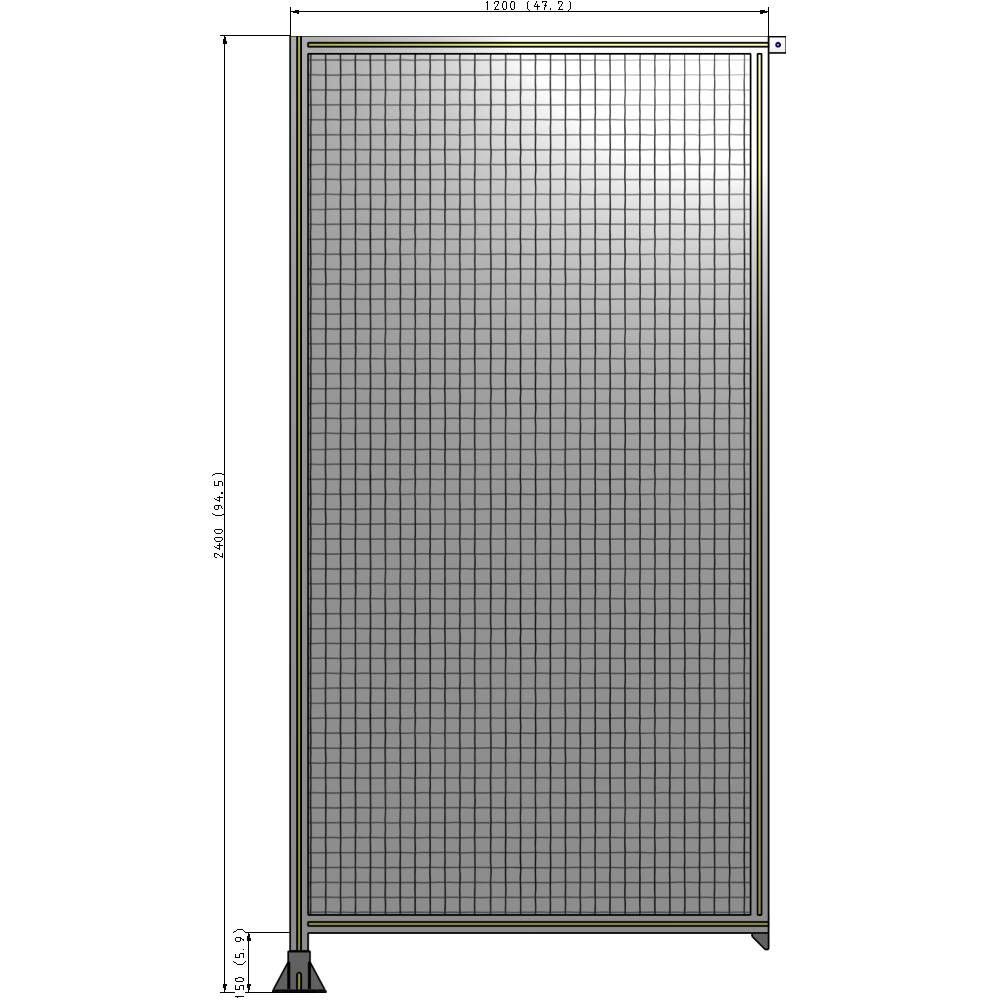 A1-2400-1200-0150-TYMFA SINGLE PANEL-LEG ON LEFT WITH TIE PLATES AND ANGLE 2400MM X 1200MM 1" MESH, FULLY ASSEMBLED