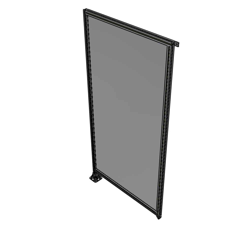 A1-2400-1200-0150-TYPFA SINGLE PANEL-LEG ON LEFT WITH TIE PLATES AND ANGLE 2400MM X 1200MM  1/4" POLYCARBONATE, ASSEMBLED