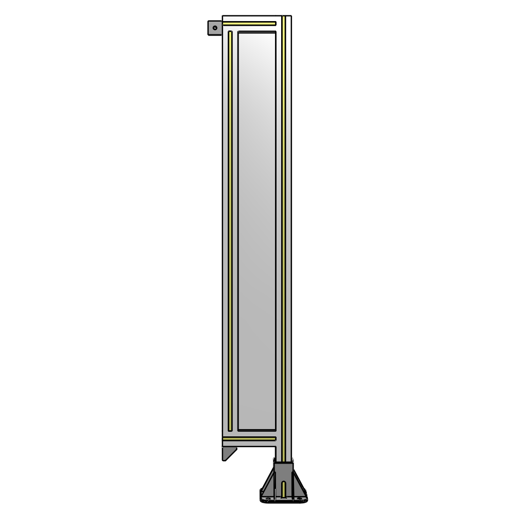 A2-1400-0200-0150-TYPFK SINGLE PANEL-LEG ON RIGHT WITH TIE PLATES AND ANGLE 1400MM X 200MM  1/4" POLYCARBONATE, AS A KIT