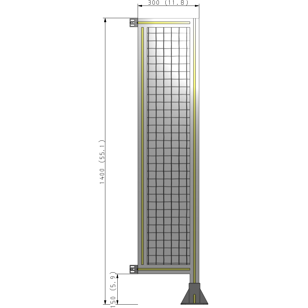 A2-1400-0300-0150-HYMFK SINGLE PANEL-LEG ON RIGHT WITH HINGES 1400MM X 300MM 1" MESH, AS A KIT