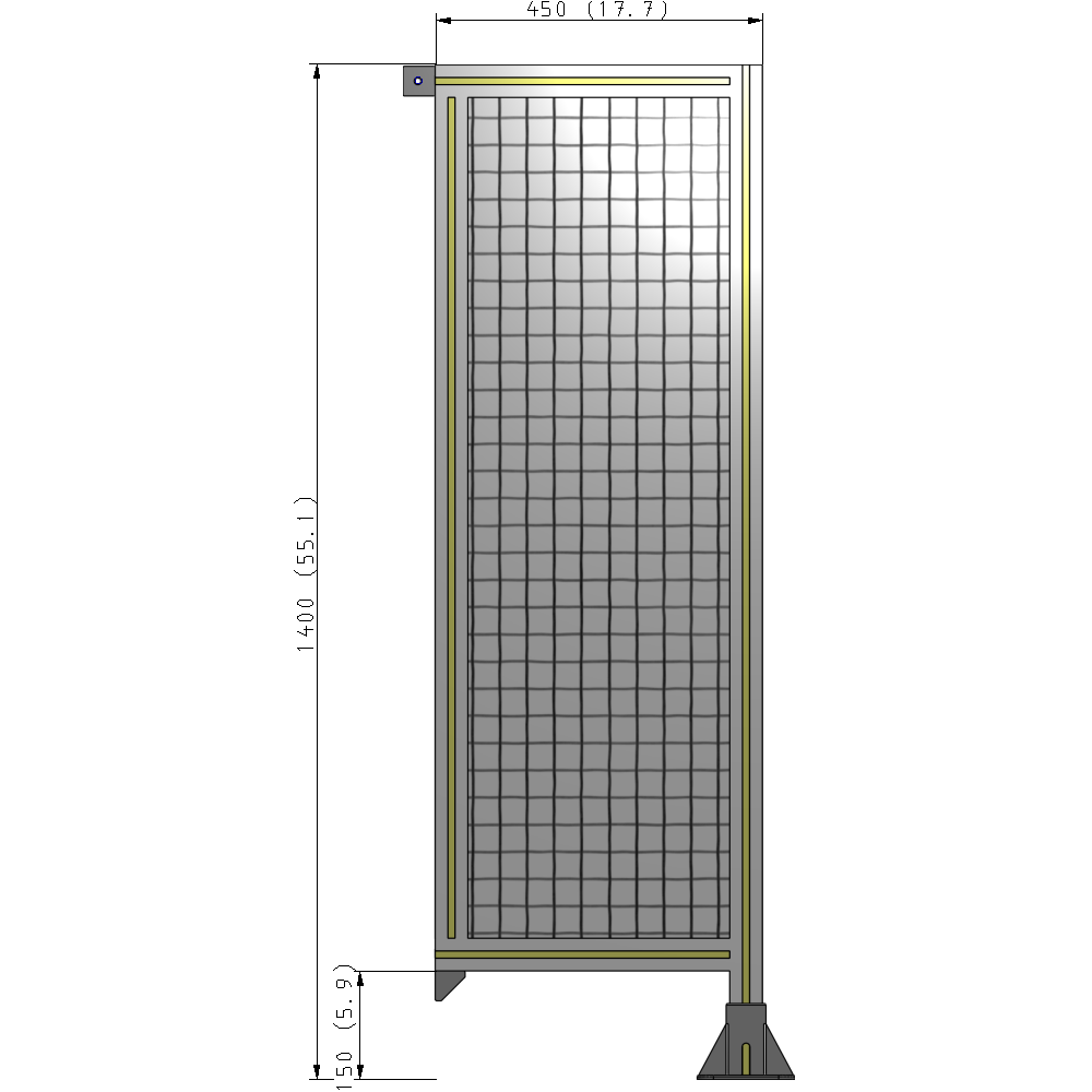 A2-1400-0450-0150-TYMFK SINGLE PANEL-LEG ON RIGHT WITH TIE PLATES AND ANGLE 1400MM X 450MM 1" MESH, AS A KIT