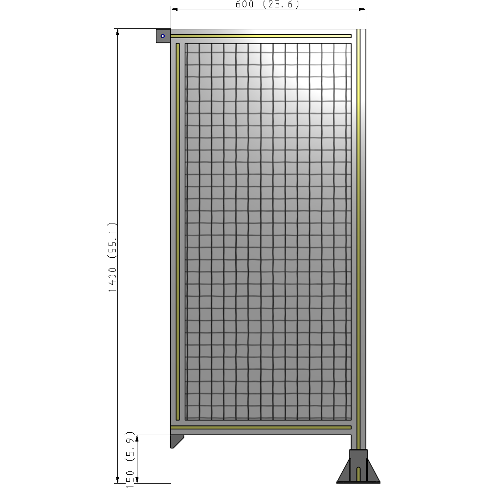 A2-1400-0600-0150-TYMFK SINGLE PANEL-LEG ON RIGHT WITH TIE PLATES AND ANGLE 1400MM X 600MM 1" MESH, AS A KIT