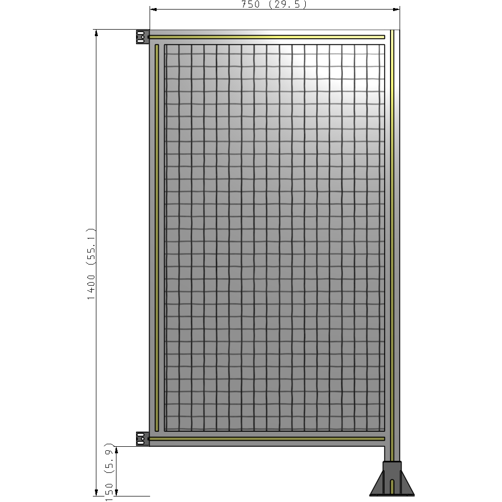 A2-1400-0750-0150-HYMFK SINGLE PANEL-LEG ON RIGHT WITH HINGES 1400MM X 750MM 1" MESH, AS A KIT