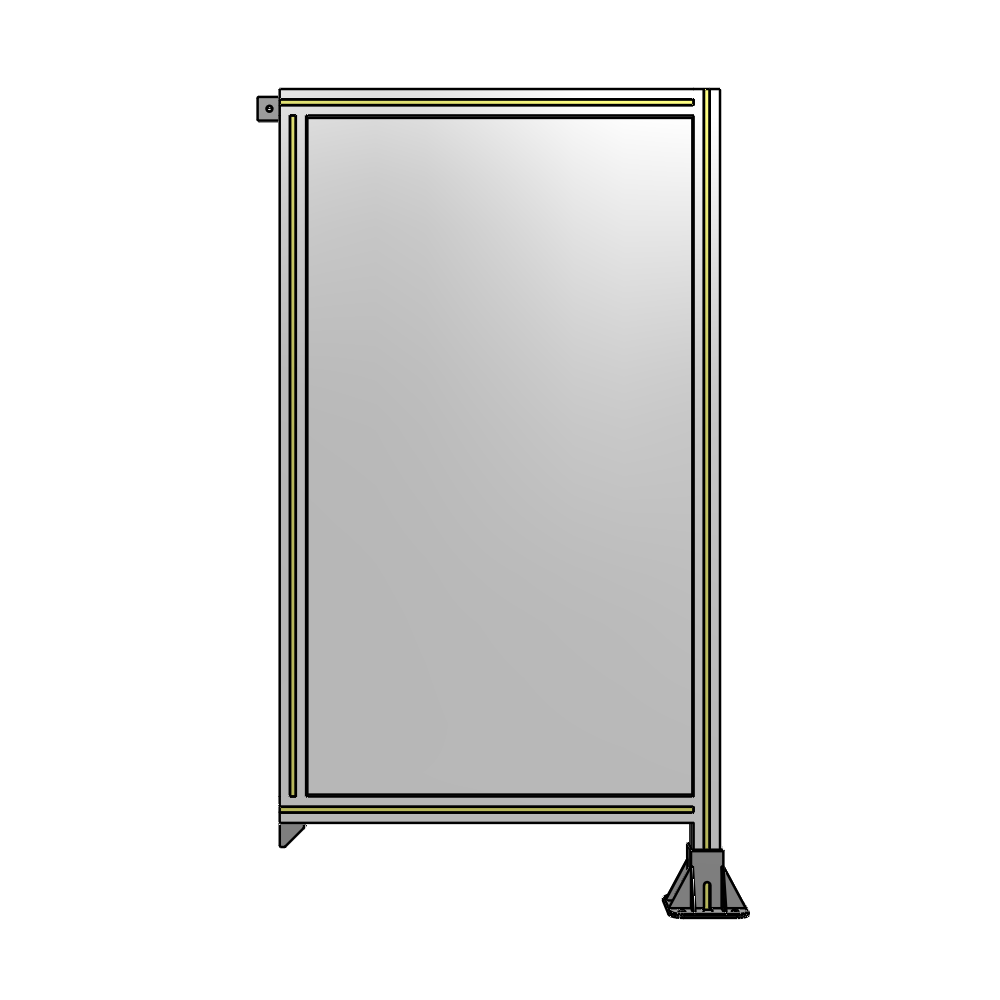 A2-1400-0750-0150-TYPFA SINGLE PANEL-LEG ON RIGHT WITH TIE PLATES AND ANGLE 1400MM X 750MM  1/4" POLYCARBONATE, ASSEMBLED