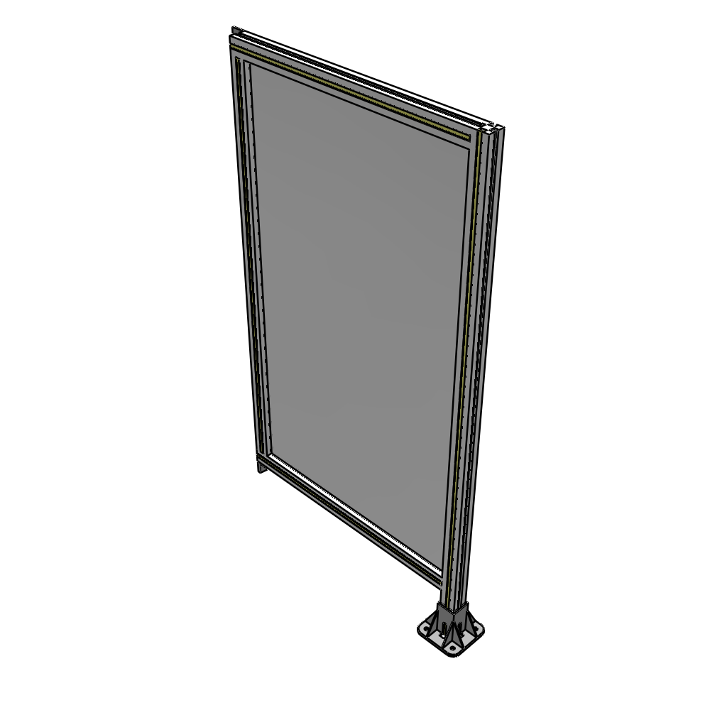 A2-1400-0750-0150-TYPFA SINGLE PANEL-LEG ON RIGHT WITH TIE PLATES AND ANGLE 1400MM X 750MM  1/4" POLYCARBONATE, ASSEMBLED