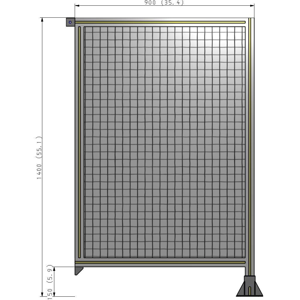 A2-1400-0900-0150-TYMFK SINGLE PANEL-LEG ON RIGHT WITH TIE PLATES AND ANGLE 1400MM X 900MM  1" MESH, AS A KIT