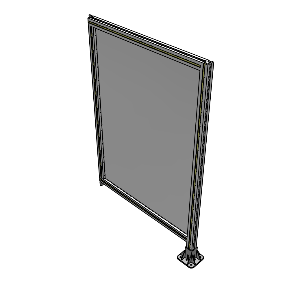 A2-1400-0900-0150-TYPFA SINGLE PANEL-LEG ON RIGHT WITH TIE PLATES AND ANGLE 1400MM X 900MM 1/4" POLYCARBONATE, ASSEMBLED