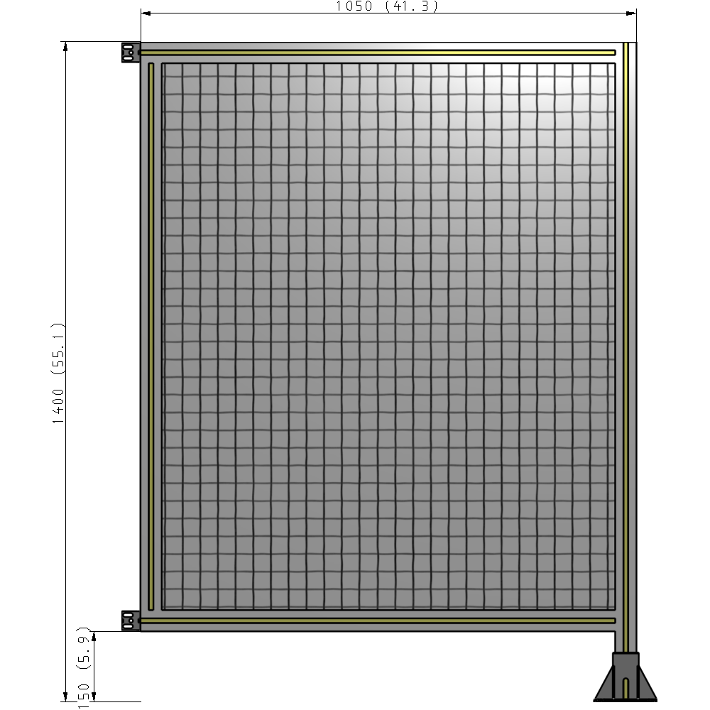 A2-1400-1050-0150-HYMFA SINGLE PANEL-LEG ON RIGHT WITH HINGES 1400MM X 1050MM 1" MESH, FULLY ASSEMBLED