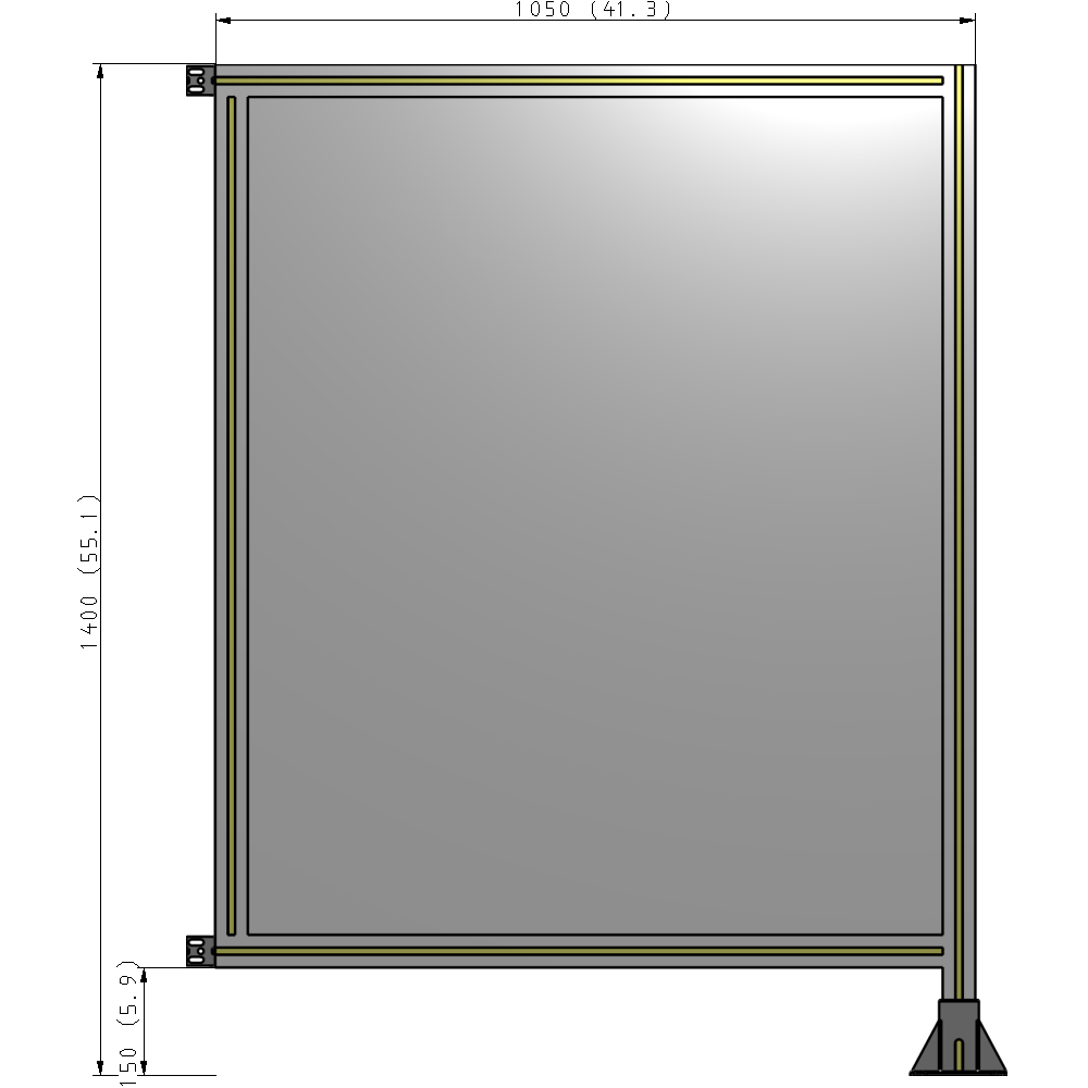 A2-1400-1050-0150-HYPFA SINGLE PANEL-LEG ON RIGHT WITH HINGES 1400MM X 1050MM 1/4" POLYCARBONATE, FULLY ASSEMBLED