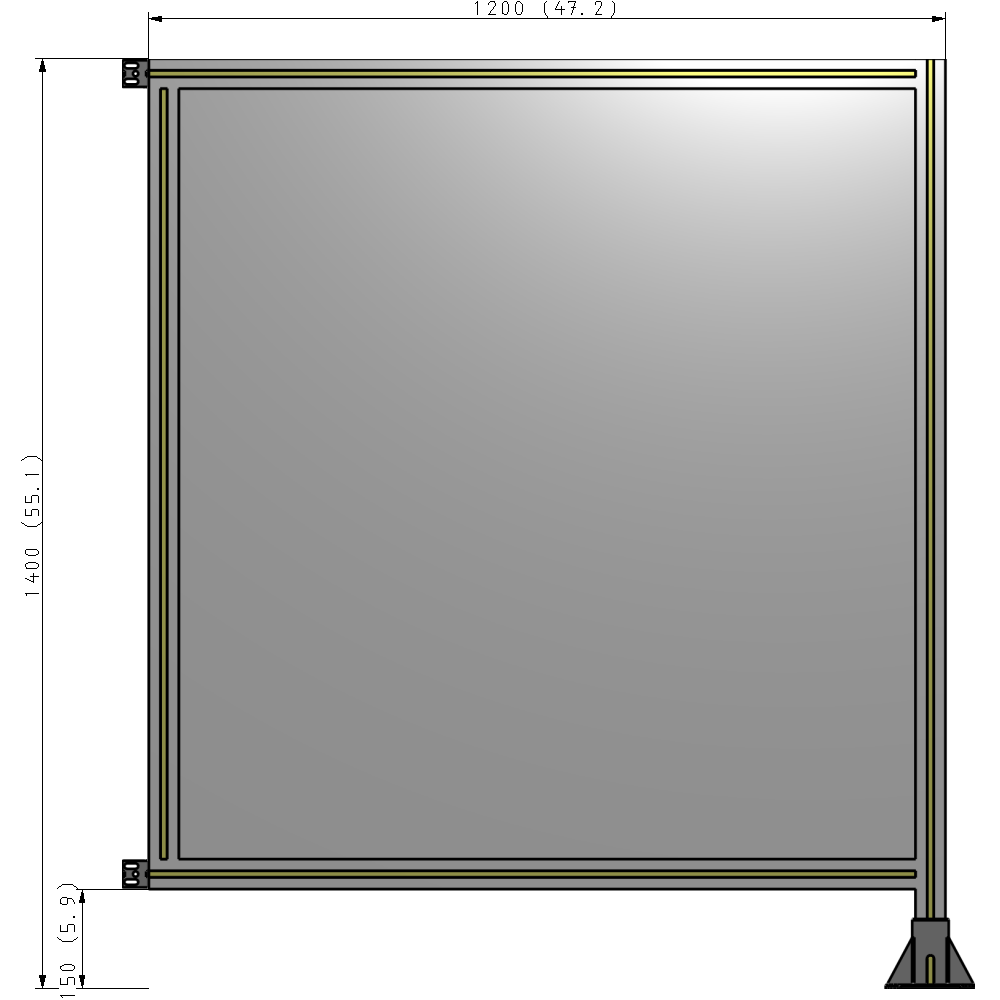 A2-1400-1200-0150-HYPFK SINGLE PANEL-LEG ON RIGHT WITH HINGES 1400MM X 1200MM 1/4" POLYCARBONATE, AS A KIT