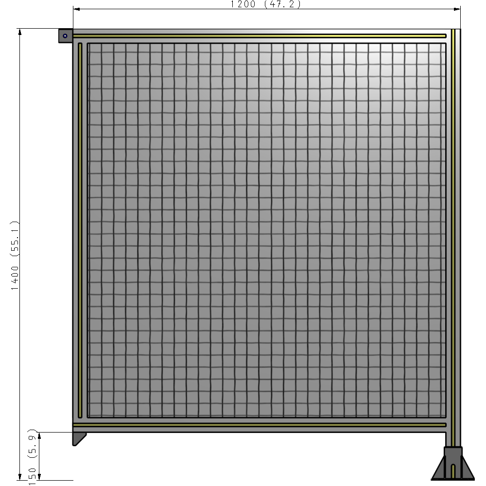 A2-1400-1200-0150-TYMFK SINGLE PANEL-LEG ON RIGHT WITH TIE PLATES AND ANGLE 1400MM X 1200MM 1" MESH, AS A KIT