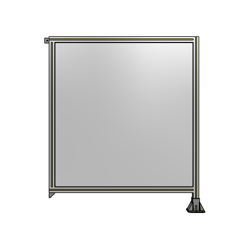 A2-1400-1200-0150-TYPFA SINGLE PANEL-LEG ON RIGHT WITH TIE PLATES AND ANGLE 1400MM X 1200MM 1/4" POLYCARBONATE, ASSEMBLED