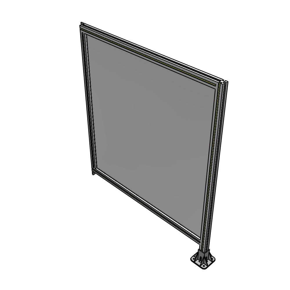 A2-1400-1200-0150-TYPFA SINGLE PANEL-LEG ON RIGHT WITH TIE PLATES AND ANGLE 1400MM X 1200MM 1/4" POLYCARBONATE, ASSEMBLED