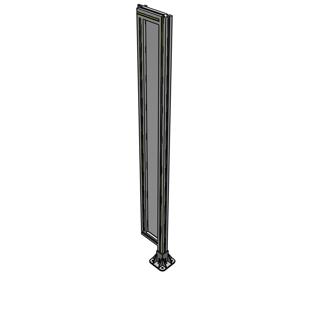A2-1700-0200-0150-HYPFA SINGLE PANEL-LEG ON RIGHT WITH HINGES 1700MM X 200MM 1/4" POLYCARBONATE, FULLY ASSEMBLED