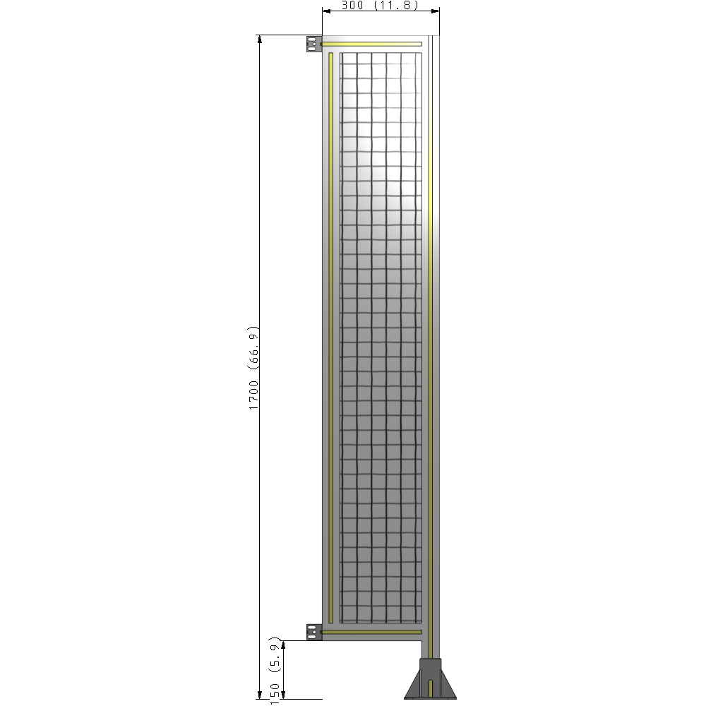 A2-1700-0300-0150-HYMFK SINGLE PANEL-LEG ON RIGHT WITH HINGES 1700MM X 300MM  1" MESH, AS A KIT