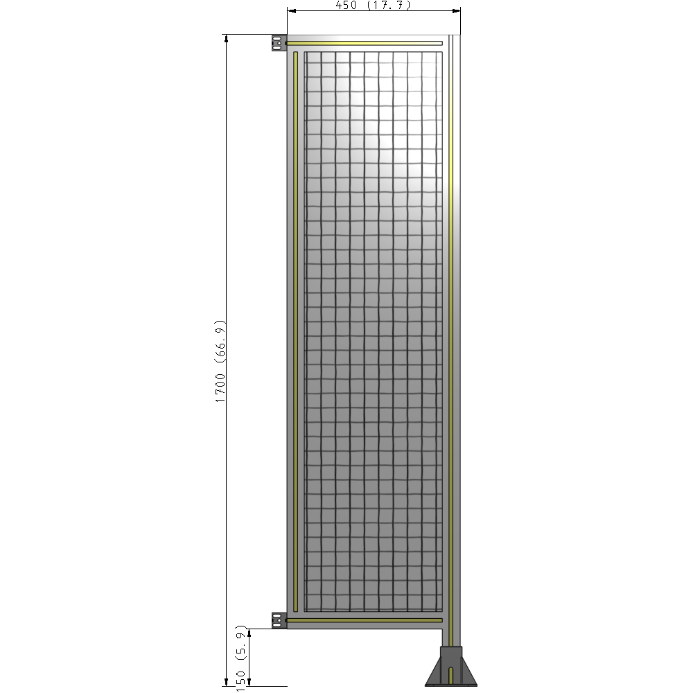 A2-1700-0450-0150-HYMFK SINGLE PANEL-LEG ON RIGHT WITH HINGES 1700MM X 450MM 1" MESH, AS A KIT