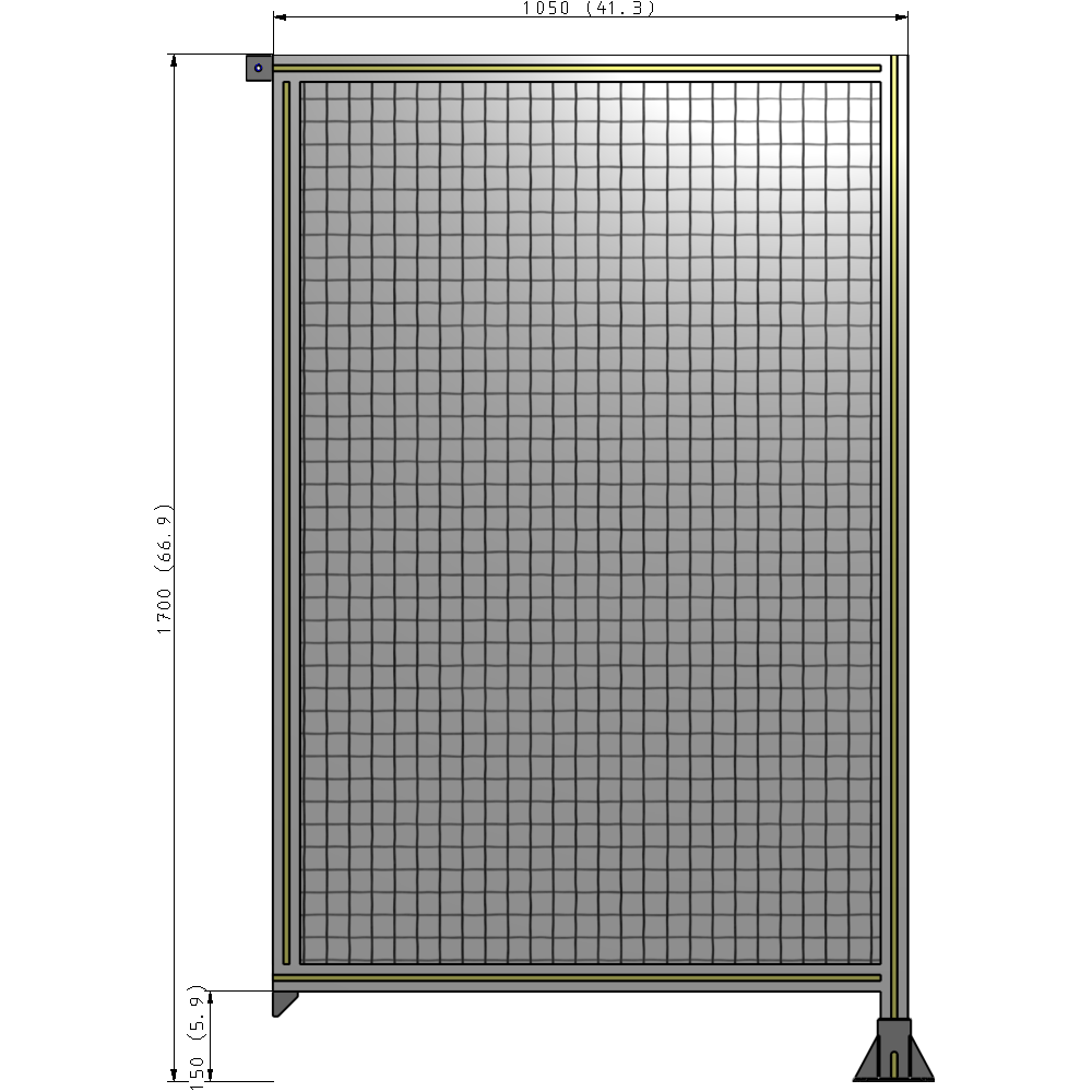 A2-1700-1050-0150-TYMFK SINGLE PANEL-LEG ON RIGHT WITH TIE PLATES AND ANGLE 1700MM X 1050MM  1" MESH, AS A KIT