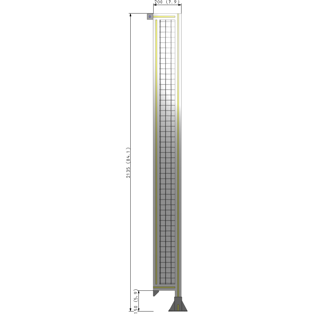 A2-2135-0200-0150-TYMFK SINGLE PANEL-LEG ON RIGHT WITH TIE PLATES AND ANGLE 2135MM X 200MM  1" MESH, AS A KIT