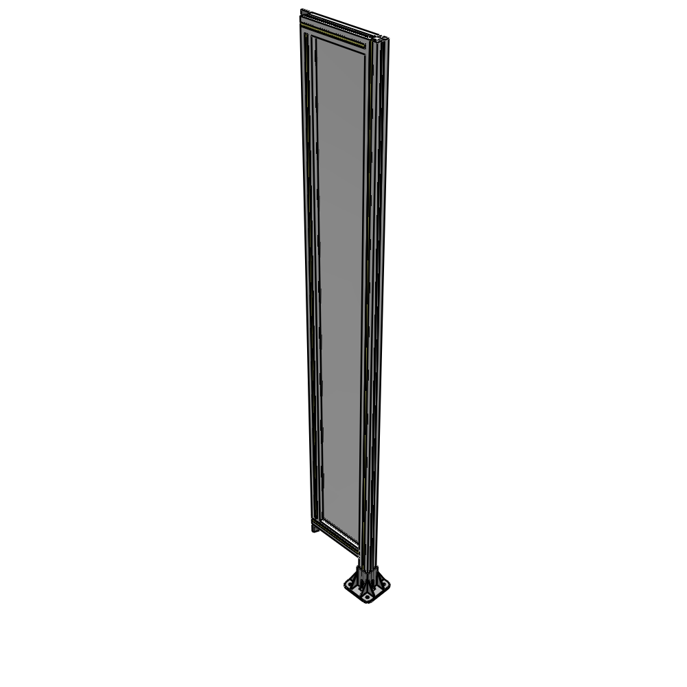 A2-2135-0300-0150-TYPFA SINGLE PANEL-LEG ON RIGHT WITH TIE PLATES AND ANGLE 2135MM X 300MM  1/4" POLYCARBONATE, ASSEMBLED