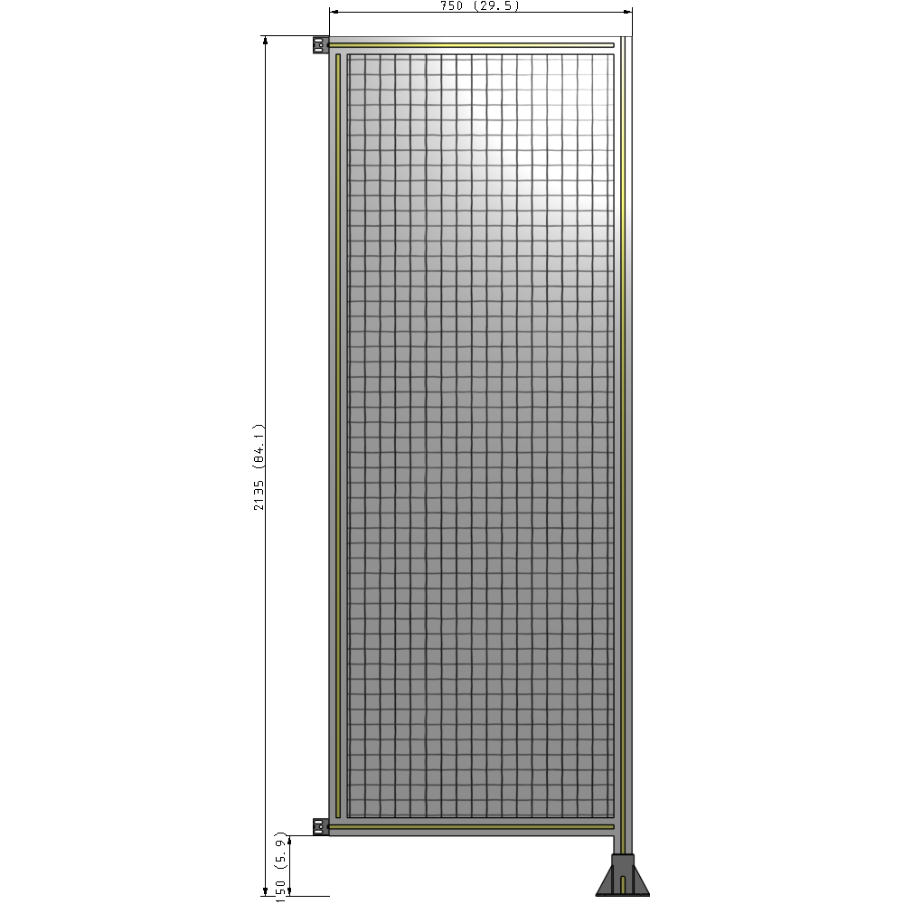 A2-2135-0750-0150-HYMFA SINGLE PANEL-LEG ON RIGHT WITH HINGES 2135MM X 750MM  1" MESH, FULLY ASSEMBLED