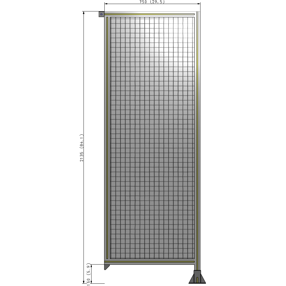 A2-2135-0750-0150-TYMFK SINGLE PANEL-LEG ON RIGHT WITH TIE PLATES AND ANGLE 2135MM X 750MM 1" MESH, AS A KIT