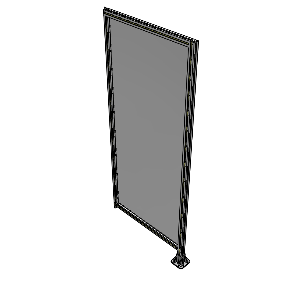 A2-2135-0900-0150-TYPFA SINGLE PANEL-LEG ON RIGHT WITH TIE PLATES AND ANGLE 2135MM X 900MM  1/4" POLYCARBONATE, ASSEMBLED