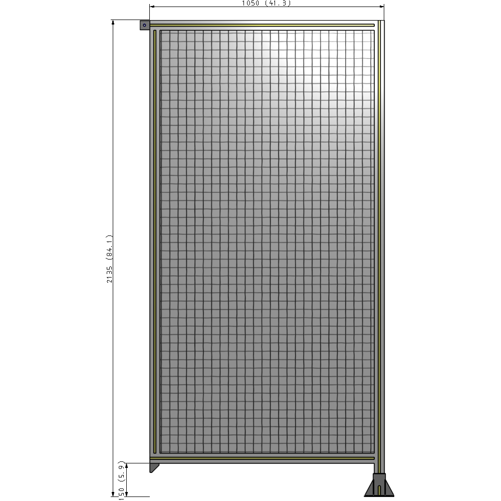 A2-2135-1050-0150-TYMFA SINGLE PANEL-LEG ON RIGHT WITH TIE PLATES AND ANGLE 2135MM X 1050MM  1" MESH, FULLY ASSEMBLED