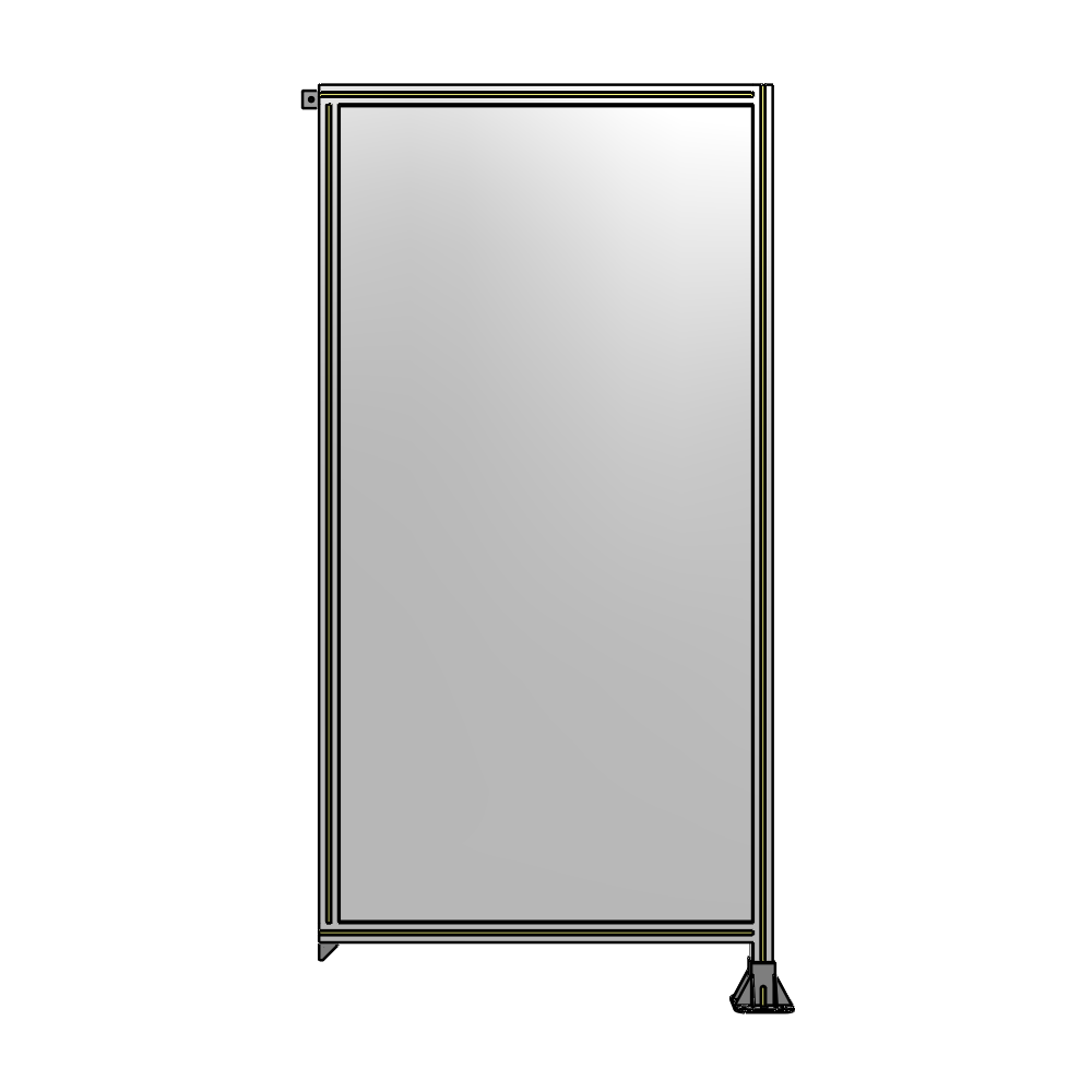 A2-2135-1050-0150-TYPFA SINGLE PANEL-LEG ON RIGHT WITH TIE PLATES AND ANGLE 2135MM X 1050MM  1/4" POLYCARBONATE, ASSEMBLED