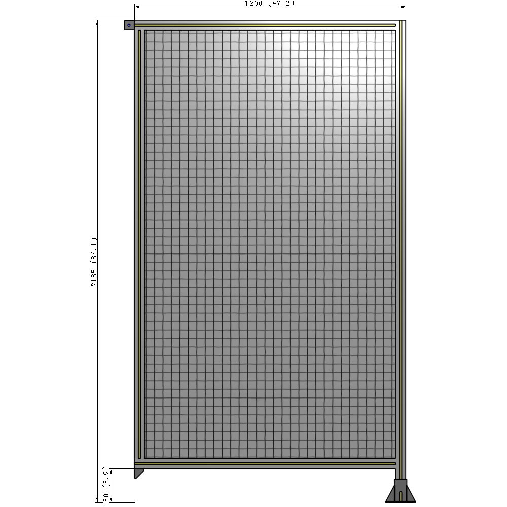 A2-2135-1200-0150-TYMFK SINGLE PANEL-LEG ON RIGHT WITH TIE PLATES AND ANGLE 2135MM X 1200MM  1" MESH, AS A KIT