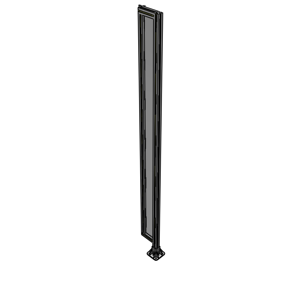 A2-2400-0200-0150-HYPFA SINGLE PANEL-LEG ON RIGHT WITH HINGES 2400MM X 200MM  1/4" POLYCARBONATE, FULLY ASSEMBLED