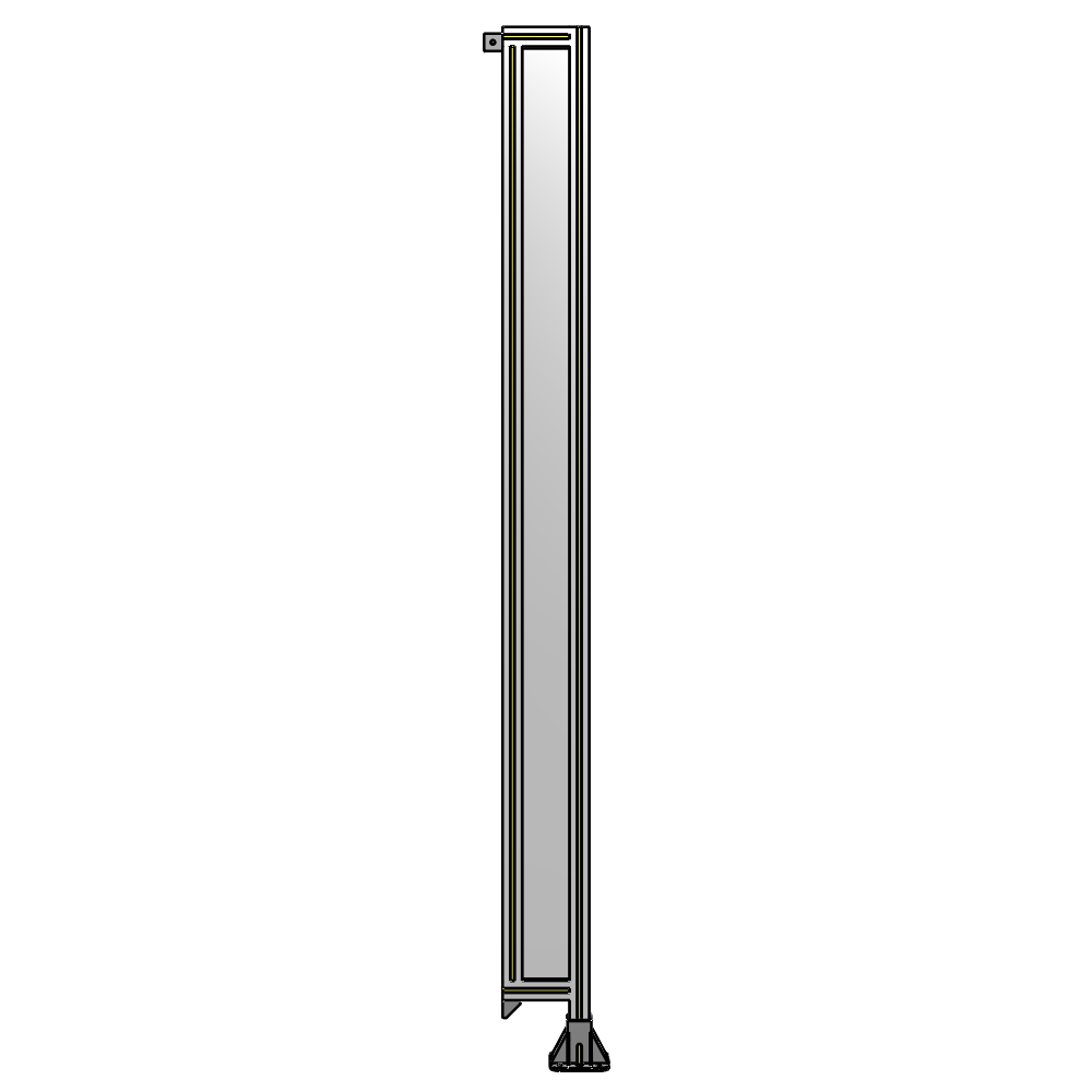 A2-2400-0200-0150-TYPFK SINGLE PANEL-LEG ON RIGHT WITH TIE PLATES AND ANGLE 2400MM X 200MM  1/4" POLYCARBONATE, AS A KIT