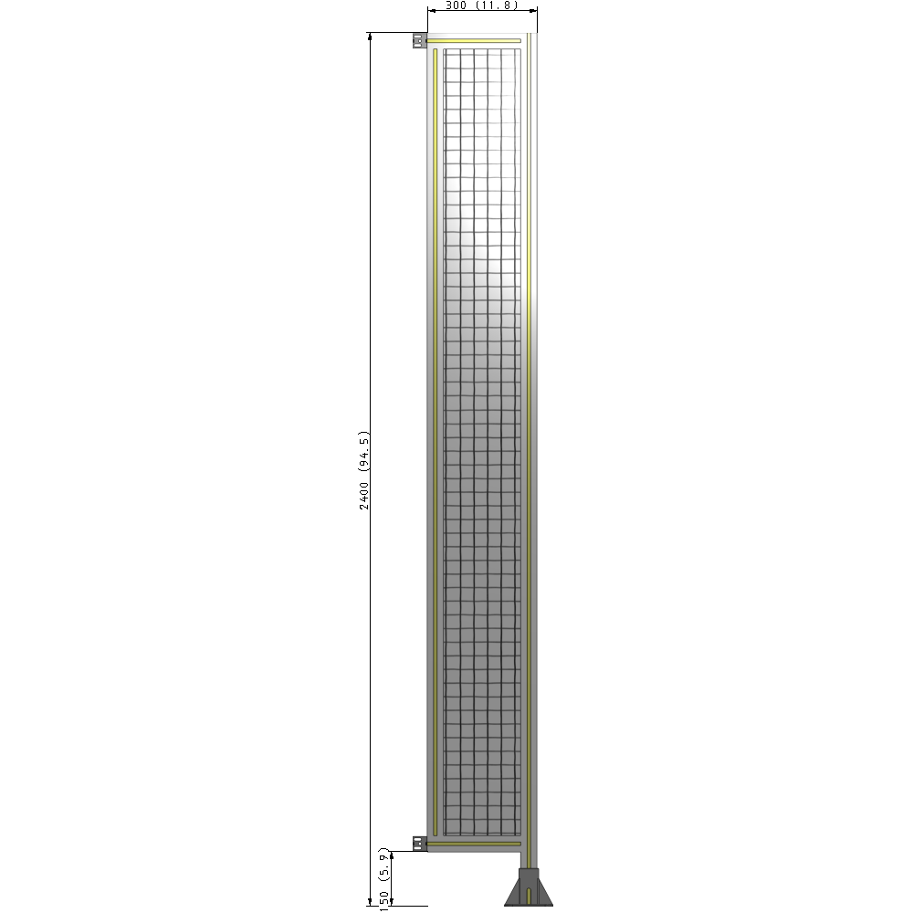 A2-2400-0300-0150-HYMFK SINGLE PANEL-LEG ON RIGHT WITH HINGES 2400MM X 300MM 1" MESH, AS A KIT