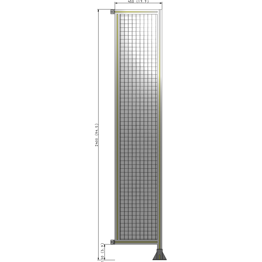 A2-2400-0450-0150-HYMFK SINGLE PANEL-LEG ON RIGHT WITH HINGES 2400MM X 450MM  1" MESH, AS A KIT