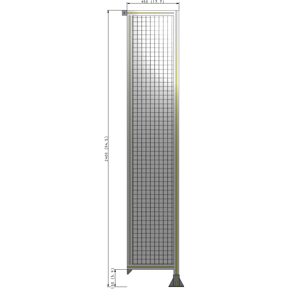 A2-2400-0450-0150-TYMFK SINGLE PANEL-LEG ON RIGHT WITH TIE PLATES AND ANGLE 2400MM X 450MM  1" MESH, AS A KIT