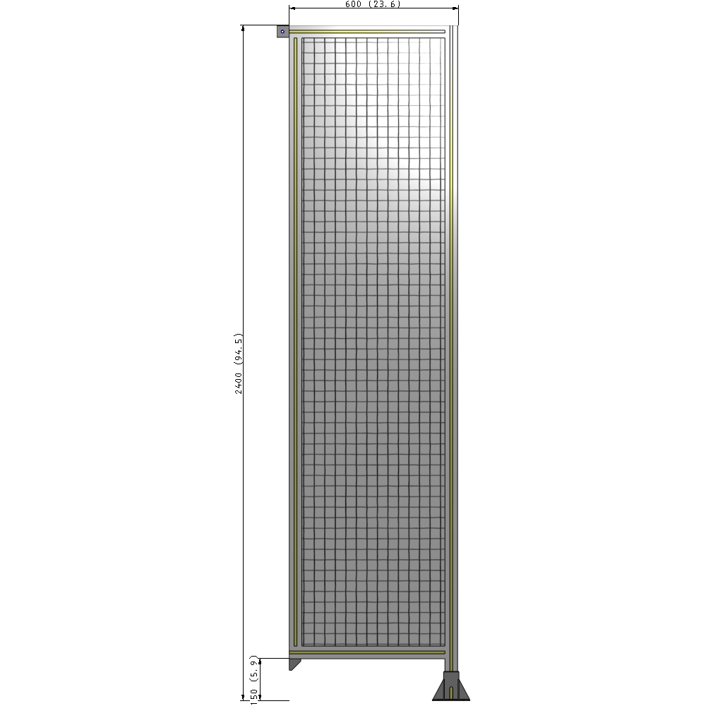 A2-2400-0600-0150-TYMFK SINGLE PANEL-LEG ON RIGHT WITH TIE PLATES AND ANGLE 2400MM X 600MM 1" MESH, AS A KIT