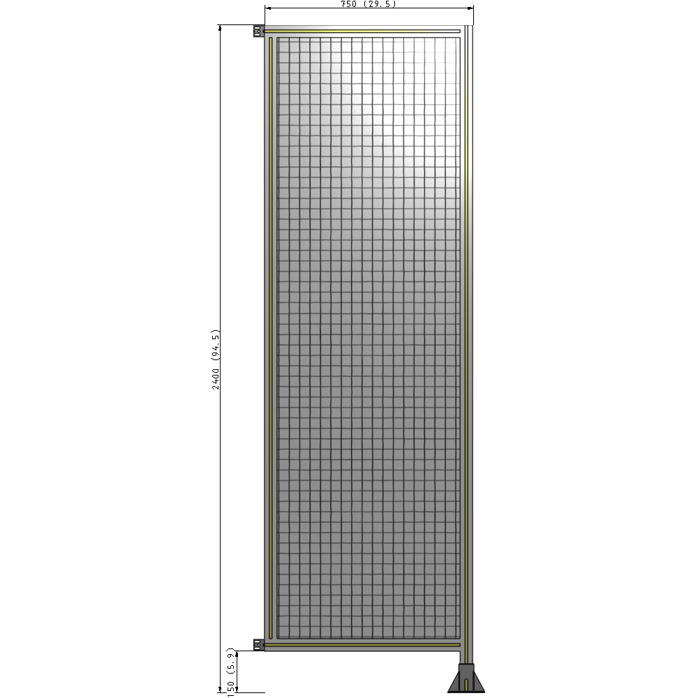 A2-2400-0750-0150-HYMFK SINGLE PANEL-LEG ON RIGHT WITH HINGES 2400MM X 750MM 1" MESH, AS A KIT