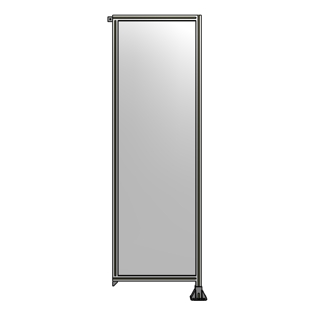 A2-2400-0750-0150-TYPFA SINGLE PANEL-LEG ON RIGHT WITH TIE PLATES AND ANGLE 2400MM X 750MM 1/4" POLYCARBONATE, ASSEMBLED