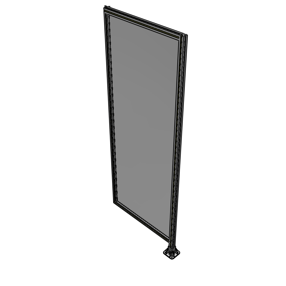 A2-2400-0900-0150-HYPFA SINGLE PANEL-LEG ON RIGHT WITH HINGES 2400MM X 900MM  1/4" POLYCARBONATE, FULLY ASSEMBLED