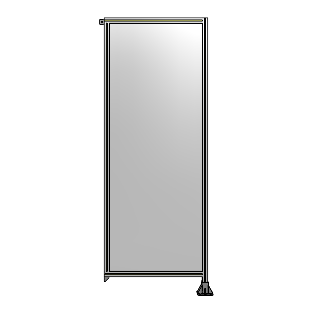 A2-2400-0900-0150-TYPFA SINGLE PANEL-LEG ON RIGHT WITH TIE PLATES AND ANGLE 2400MM X 900MM  1/4" POLYCARBONATE, ASSEMBLED