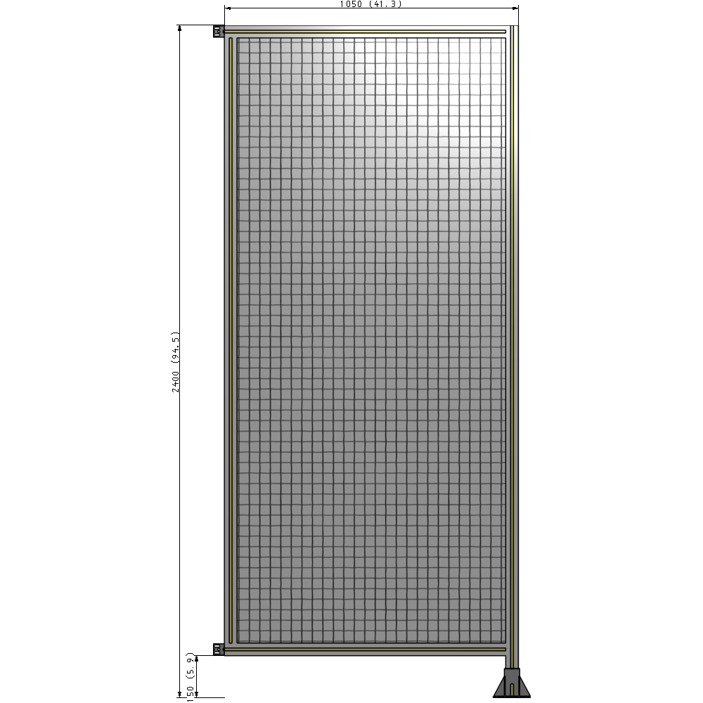 A2-2400-1050-0150-HYMFA SINGLE PANEL-LEG ON RIGHT WITH HINGES 2400MM X 1050MM 1" MESH, FULLY ASSEMBLED
