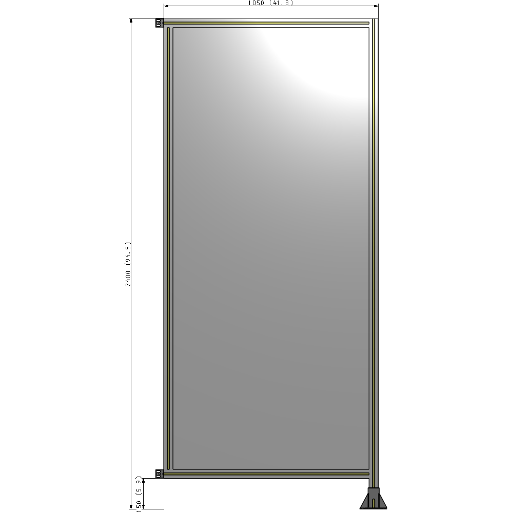 A2-2400-1050-0150-HYPFK SINGLE PANEL-LEG ON RIGHT WITH HINGES 2400MM X 1050MM 1/4" POLYCARBONATE, AS A KIT