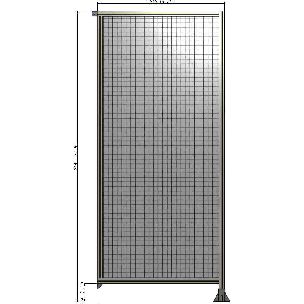 A2-2400-1050-0150-TYMFK SINGLE PANEL-LEG ON RIGHT WITH TIE PLATES AND ANGLE 2400MM X 1050MM  1" MESH, AS A KIT