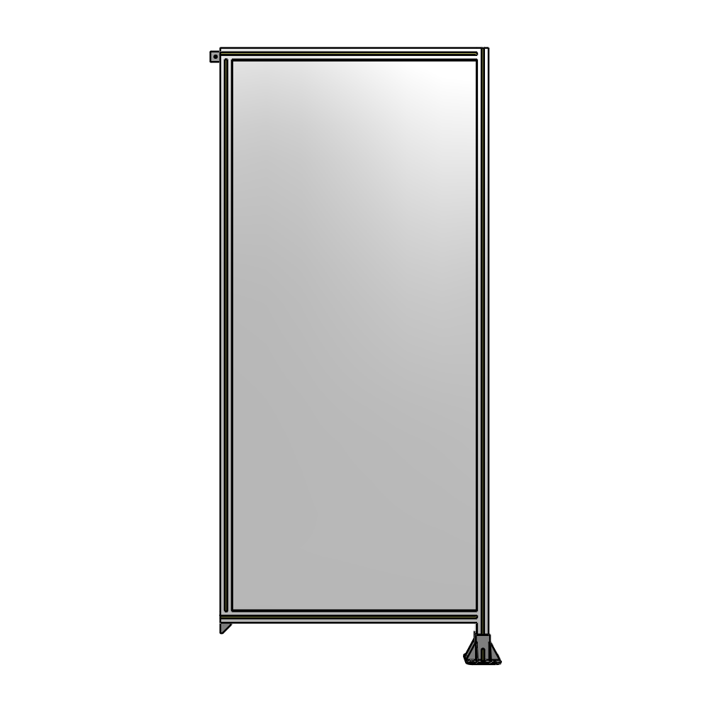 A2-2400-1050-0150-TYPFA SINGLE PANEL-LEG ON RIGHT WITH TIE PLATES AND ANGLE 2400MM X 1050MM  1/4" POLYCARBONATE, ASSEMBLED