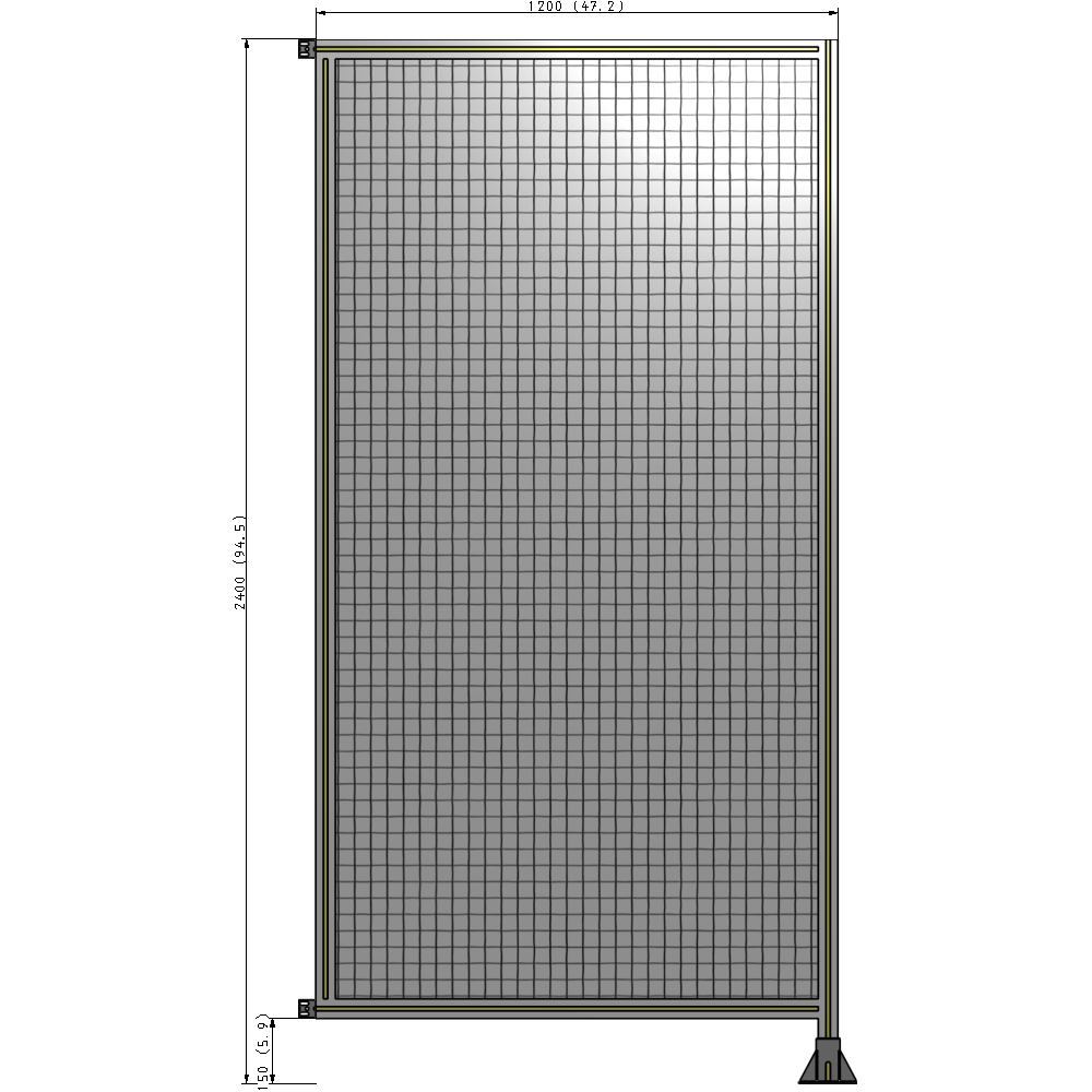 A2-2400-1200-0150-HYMFK SINGLE PANEL-LEG ON RIGHT WITH HINGES 2400MM X 1200MM  1" MESH, AS A KIT