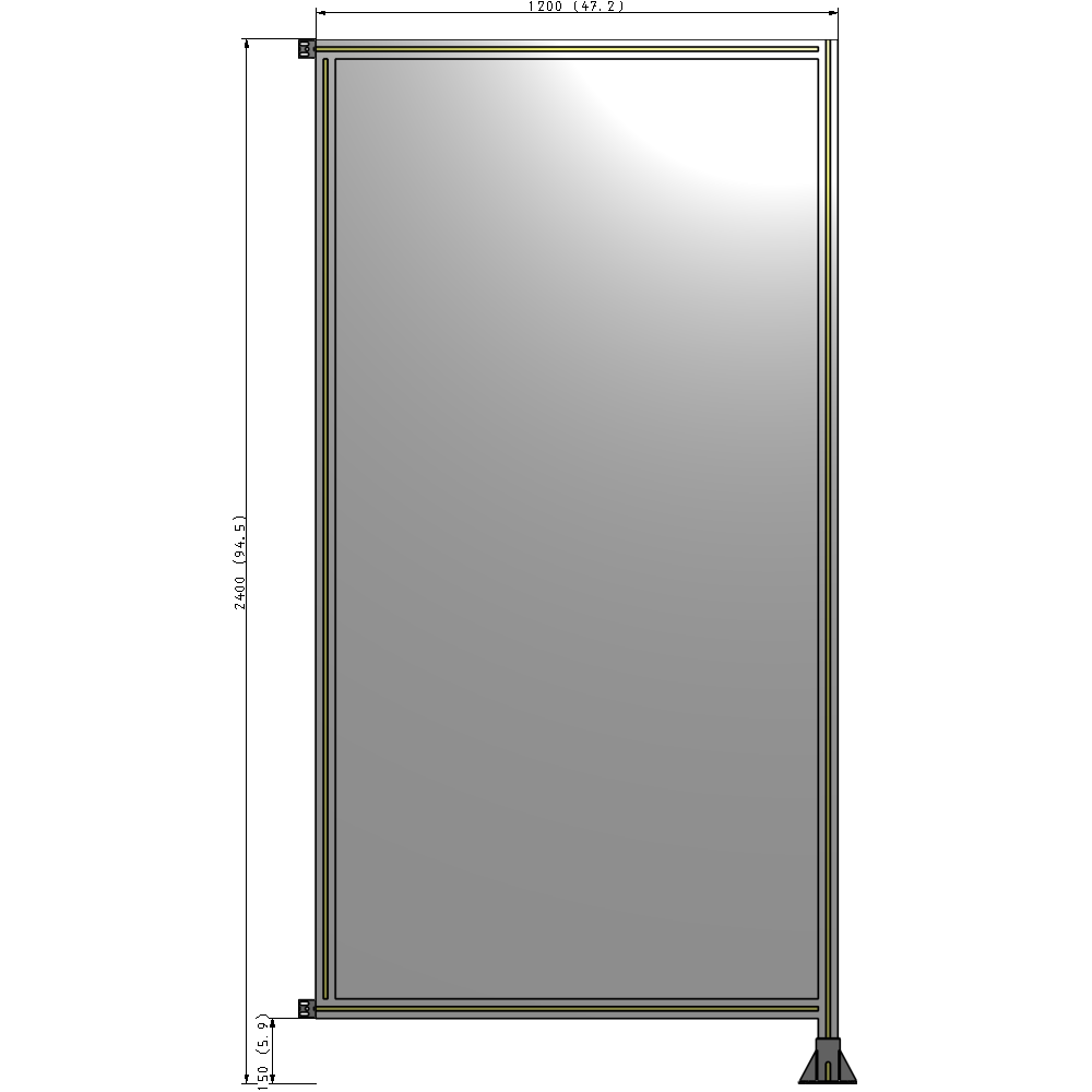 A2-2400-1200-0150-HYPFK SINGLE PANEL-LEG ON RIGHT WITH HINGES 2400MM X 1200MM 1/4" POLYCARBONATE, AS A KIT