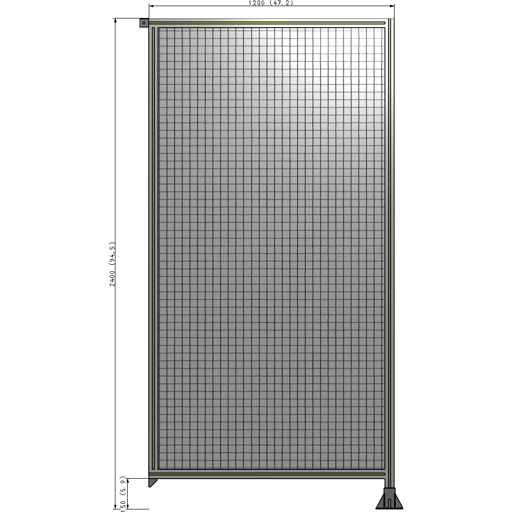 A2-2400-1200-0150-TYMFK SINGLE PANEL-LEG ON RIGHT WITH TIE PLATES AND ANGLE 2400MM X 1200MM 1" MESH, AS A KIT